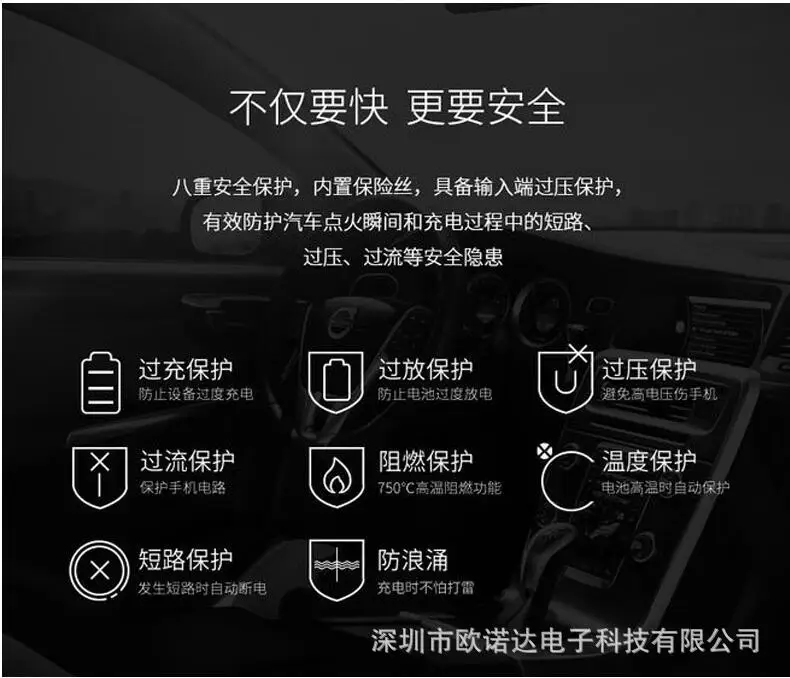 Автомобиль установлен Зарядное устройство, iPhone X, быстрая зарядка, мобильный телефон Зарядное устройство, прикуриватель 4-Порты и разъёмы зарядных порта USB для автомобиля Зарядное устройство
