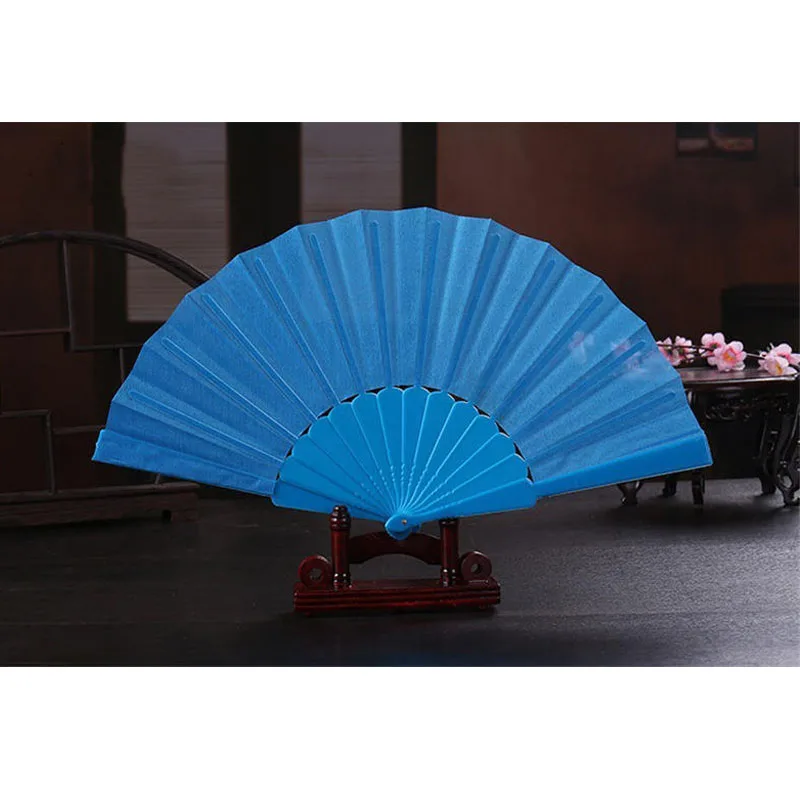 Vacclo испанский тканевый складывающийся веер ручные вентиляторы переносные вентиляторы винтажные танцы веер вечерние свадебные подарки Abanicos Para Boda - Цвет: light blue