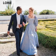 

LORIE Lavender Long Puff Sleeves Evening Dress 2021 Boho Beach Party Dresses Square Neck A Line Formal Dress Robe De Soiree