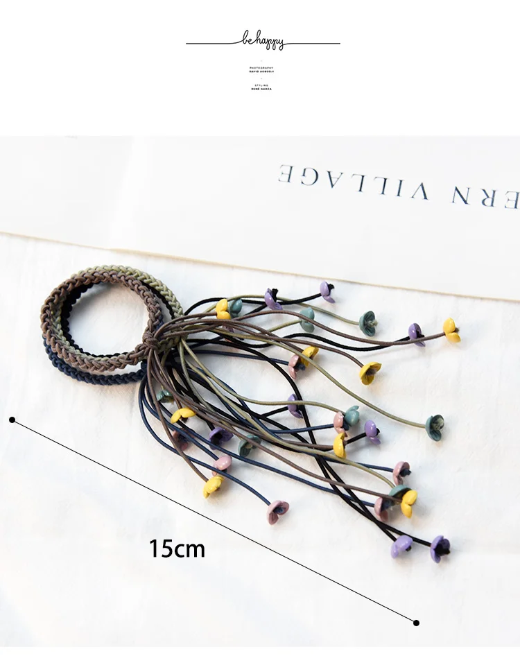 4 Pcs Korea Handmade Hair Ropes Girl Rubber Band Cute Hair Tie Three Strands Elastic Hair Band Women Girls Hair Accessories