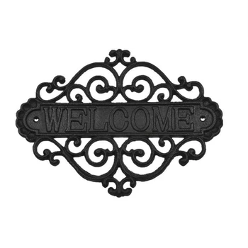 

Vintage Decorative Bar Easy Install Home Cast Iron Wall Mounted Attractive Welcome Sign Ornaments Durable Retro Style Cafe