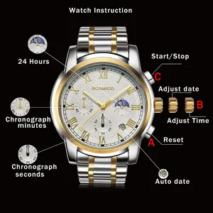 Image 5 - BOAMIGO montres de sport pour hommes, marque de luxe avec chronographe, entièrement en acier, étanche, à la mode, à Quartz, nouvelle collection 2020 