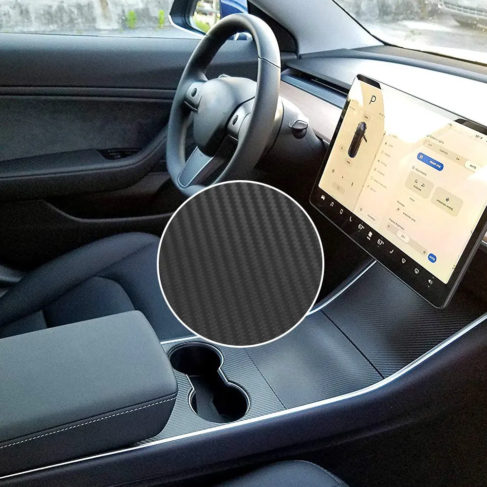 Автомобильная центральная консоль виниловая пленка держатель чашки наклейки матовый черный для Tesla модель 3 декоративная приборная панель в прочный