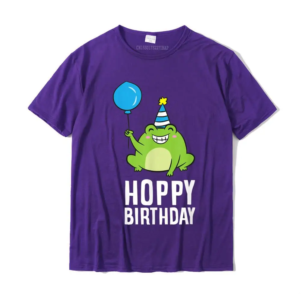 Family Tops T Shirt 2021 New Crewneck Casual Short Sleeve 100% Cotton Men's Top T-shirts Fashionable Top T-shirts Frog Birthday Present Happy Birthday Frogs T-Shirt__MZ22840 purple