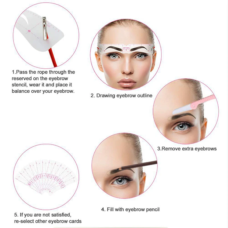 12Styles/set Eyebrow Stencil Set Reusable DIY Eye Brow Drawing Guide Styling Shaping Grooming Template Card Easy Makeup