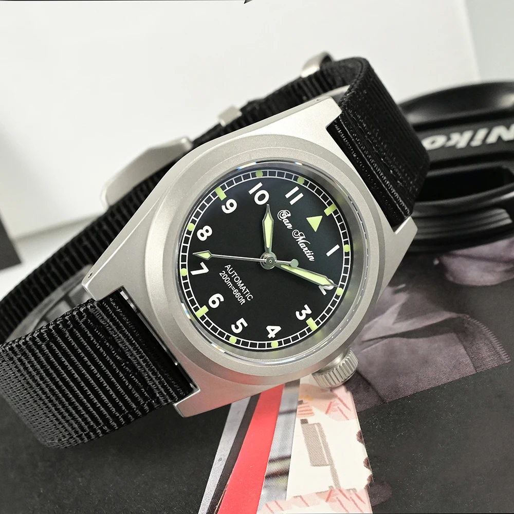 Orologio militare Vintage San Martin Pilot 38mm YN55 orologi meccanici  automatici da uomo C3 cinturino in Nylon impermeabile luminoso  20Bar|Mechanical Watches| - AliExpress