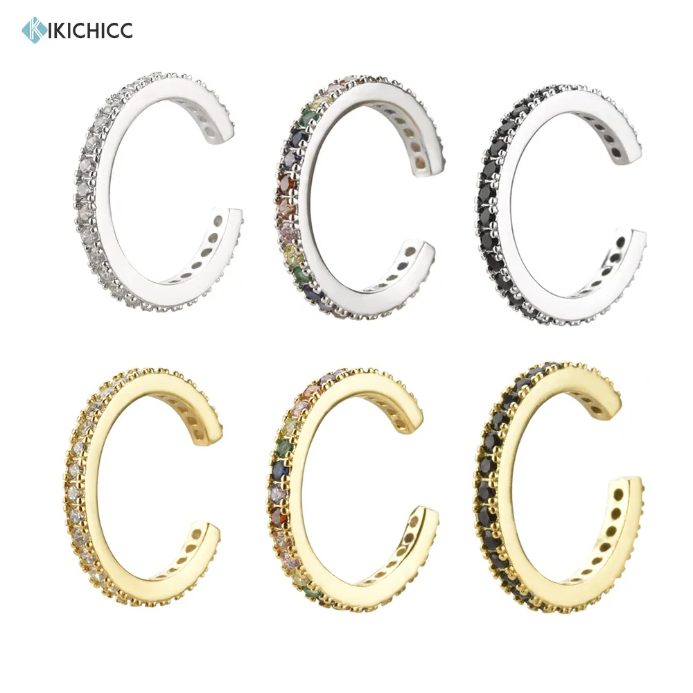 Kikichicc классические сережки-манжеты из чистого серебра с кубическим цирконием в