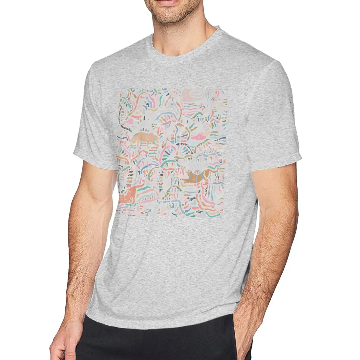 

Abstract Animal Paintings T Shirt Boho Wildlife Abstract Big Cats And Plants T-Shirt Short Sleeve 100 Percent Cotton Tee Shirt