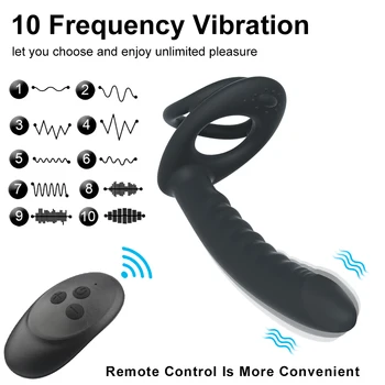 Double Penetration Dildo Vibrator 10 mode Vibrator For Men Strap On Penis Vagina Plug Adult Erotic Sex Toy For Couples Women Men 4