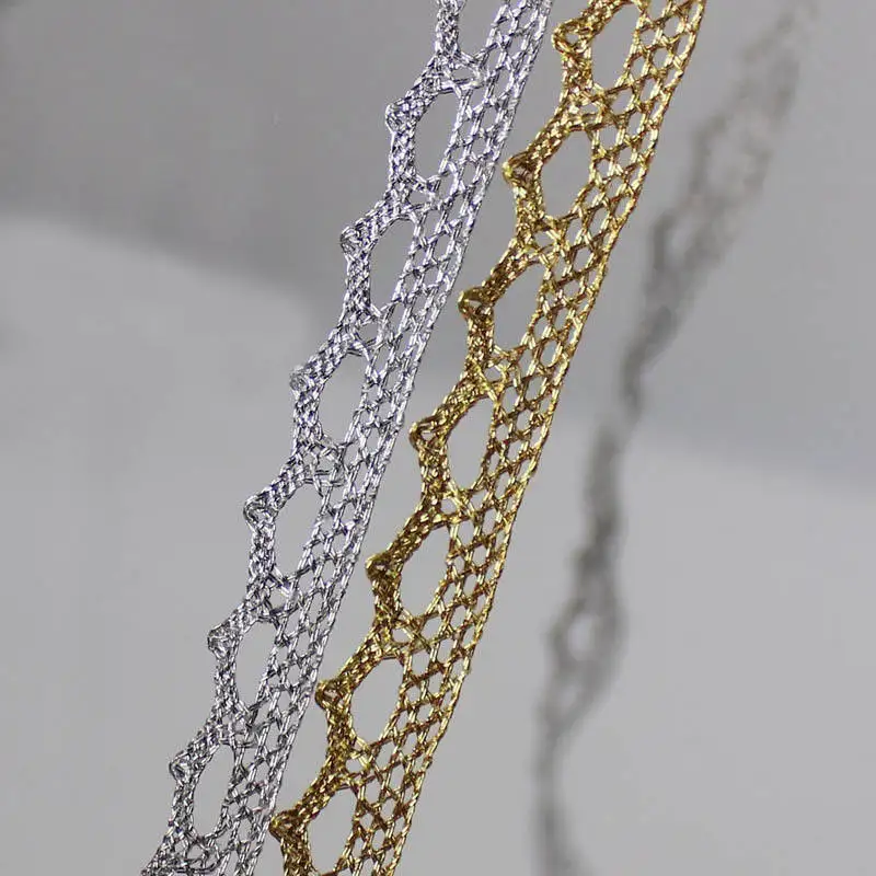 

Cusack 9meter 0.7cm Lace Trim Ribbon Gold Silver for Garments Home Textiles Trimmings DIY Crafts Cake Decor Fabric