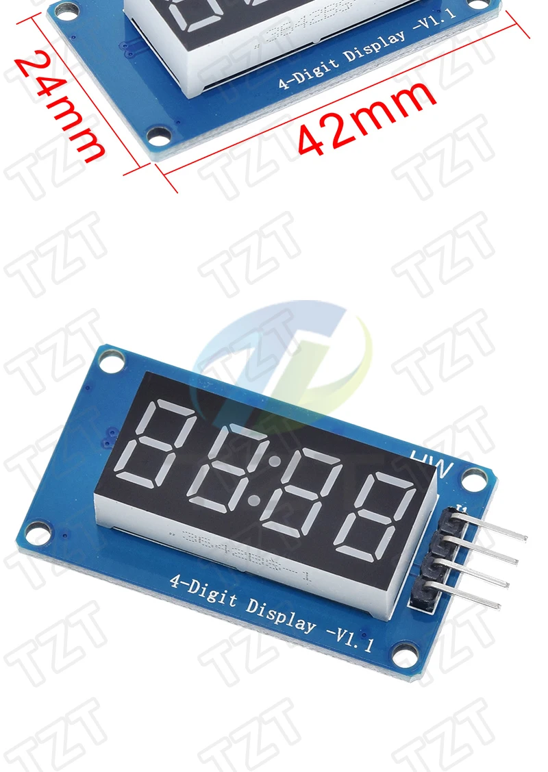 1/3PCS TM1637 4 Bits/TM1638/74HC595 8 bit Digitale LED Display Modul 7 Segment 0,36 zoll Uhr ROTE Anode Rohr Vier Serielle Treiber – Detail 5