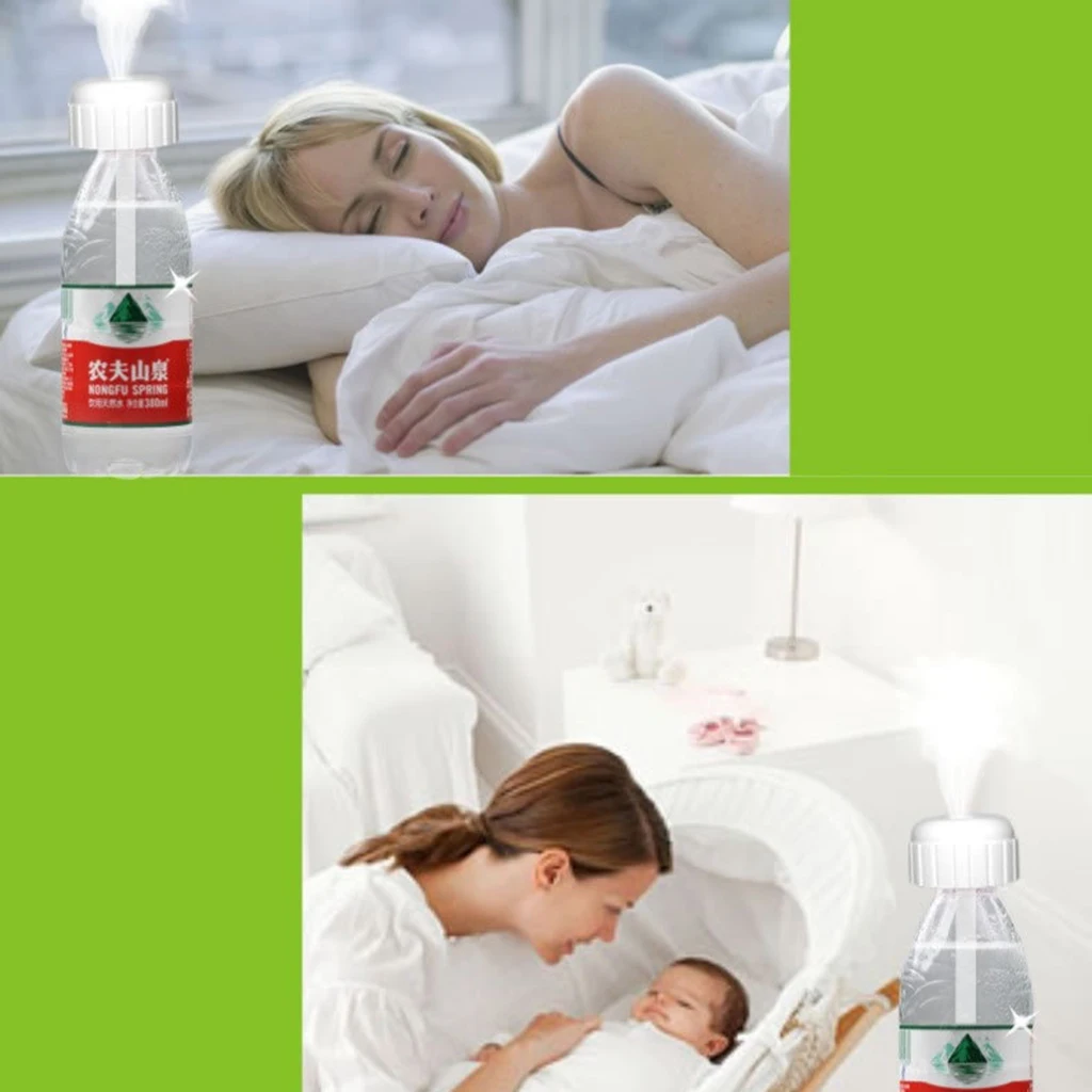 5.3cm USB Car mini Water Bottle Cap Shape Humidifier Air Diffuser White