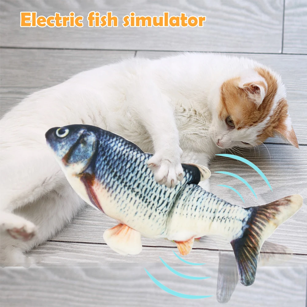 Кошка игрушка для кошки электрическая свисающая рыба USB зарядка плюшевая