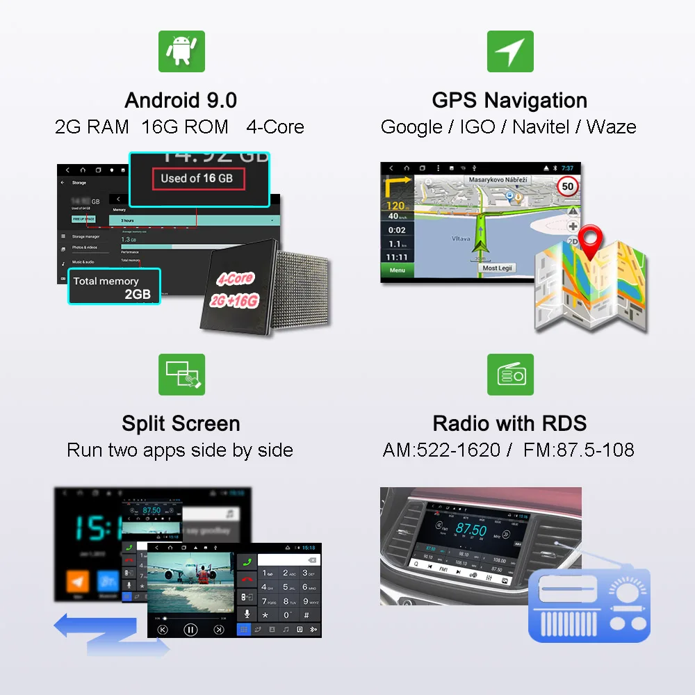 Sale Bonroad Android 9.0 Car Multimedia Player For Mitsubishi outlander lancer asx car video GPS Navigation radio RAM 2G ROM 16G 3
