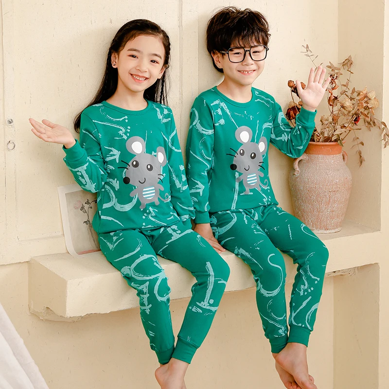 Opnemen anders gezagvoerder Kinderen Pyjama Nieuwe Katoenen Baby Pyjama Voor Jongens Meisjes 2 11 Jaar  Fashion Groene Muis Print Peuter Kind Sleepwears unisex|Pyjama Sets| -  AliExpress