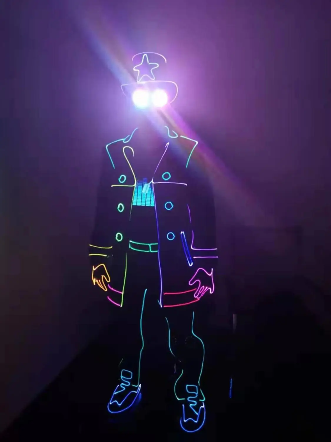 

DMX Control led Tron suits dance costume / Color change LED Suits / LED Robot / LED Costume / LED Dress
