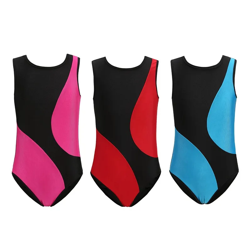 

Breathable Children Kids Girls Breathable Soft Fashion Concise Color Matching Gymnastics Suit Cloth Spandex Polyester Fiber