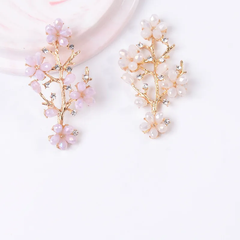 

10 PCS 28x51mm Metal Alloy Crystal Rhinestone Branch Flowers DIY Handmade Accessories For Jewelry Making