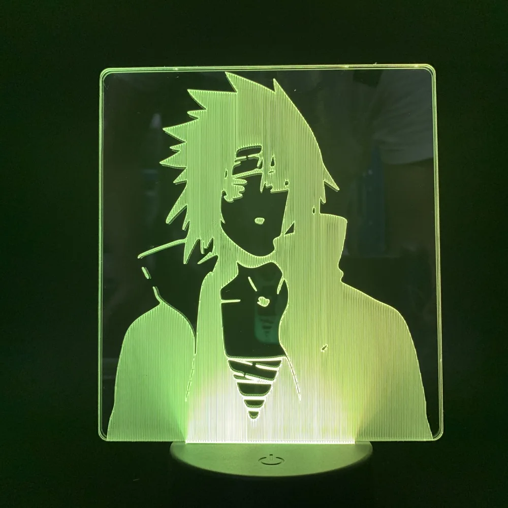 Светодиодный ночник Vchiha Sasuke на батарейках для детской спальни Наруто ночник для детей подарок мультфильм 3D лампа в помещении