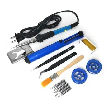 

14PCS 60W Adjustable Temperature Electric Soldering Iron Welding Repair Tool Kit Solder Wire Tweezers