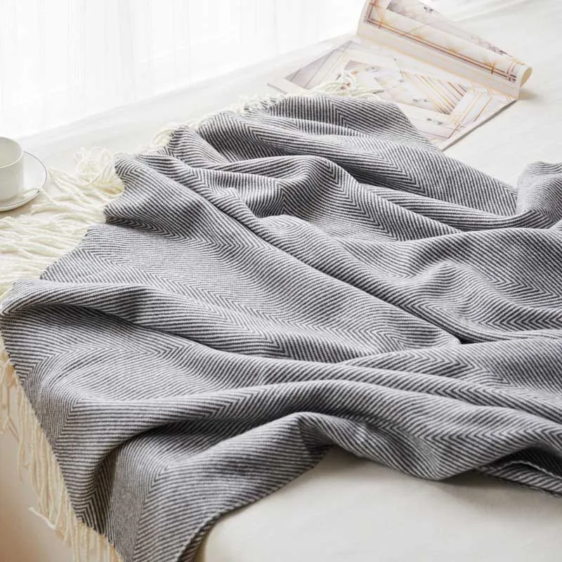 Ручное вязание пледы одеяло волна елочка подвеска с бахромой одеяло s для уютного дивана покрывало Сиеста офисные Декоративные Постельные Принадлежности - Цвет: grey