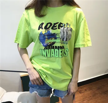 

Real tag Invaders Collection Purple Fluorescent Green Ader error T-shirts Men Women 1:1 Top quality Adererror T-Shirt Tee