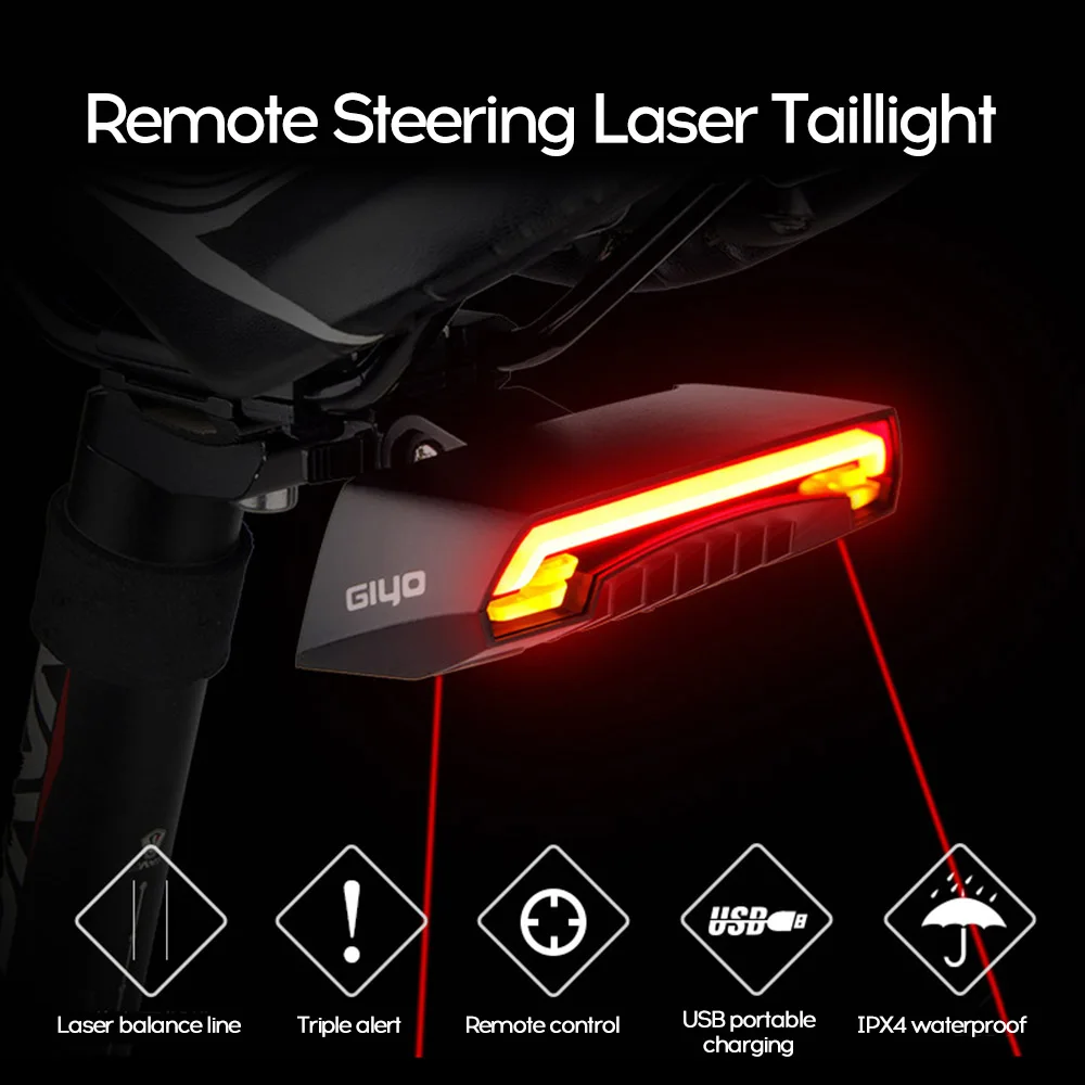 

Laser Bike Taillight USB Rechargeable LED Cycling Rear Light Lamp Mount Red Turn Signals Lantern For Bicycle Light Accessories