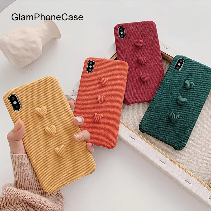 GlamPhoneCase вельвет трехмерный любовь чехол для iPhone X XS Max XR Мягкий силиконовый чехол для iPhone 7 8 6 6s PlusCase