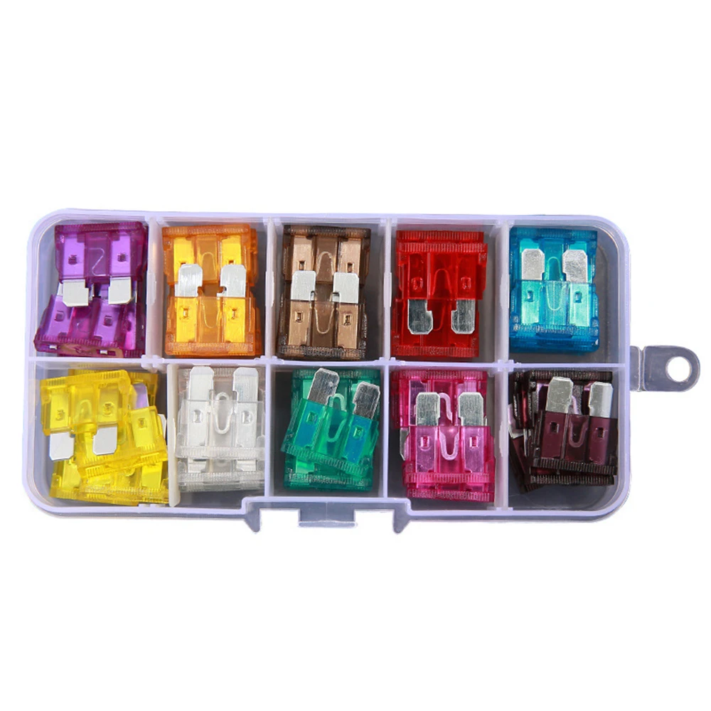 50PCS Car Medium Fuses 2A 3A 5A 7.5A 10A 15A 20A 25A 30A 35A Amp With Box Clip combination Auto Blade Type Fuse Set Truck Auto