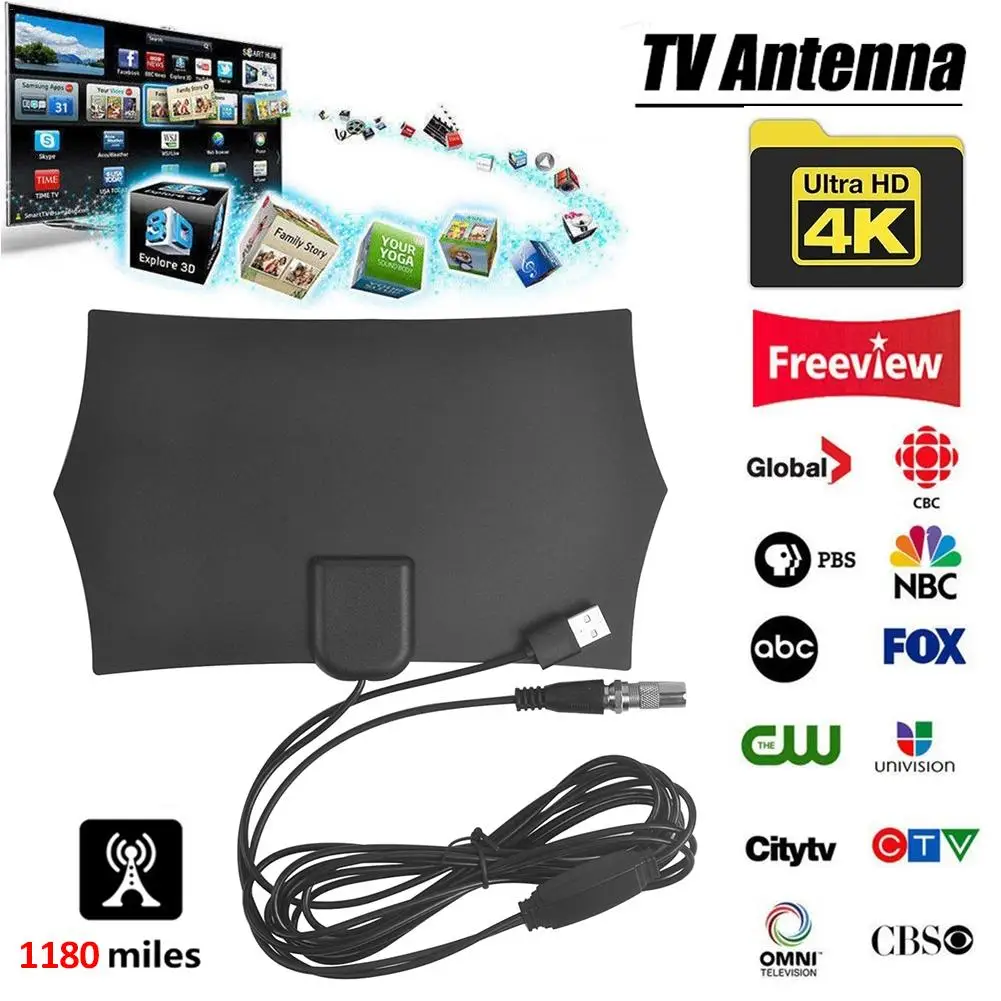 4K цифровая антенна крытый Антенна 1180 км Диапазон с HD1080P DVB-T2 Freeview ТВ на всю жизнь местных Каналы вещания