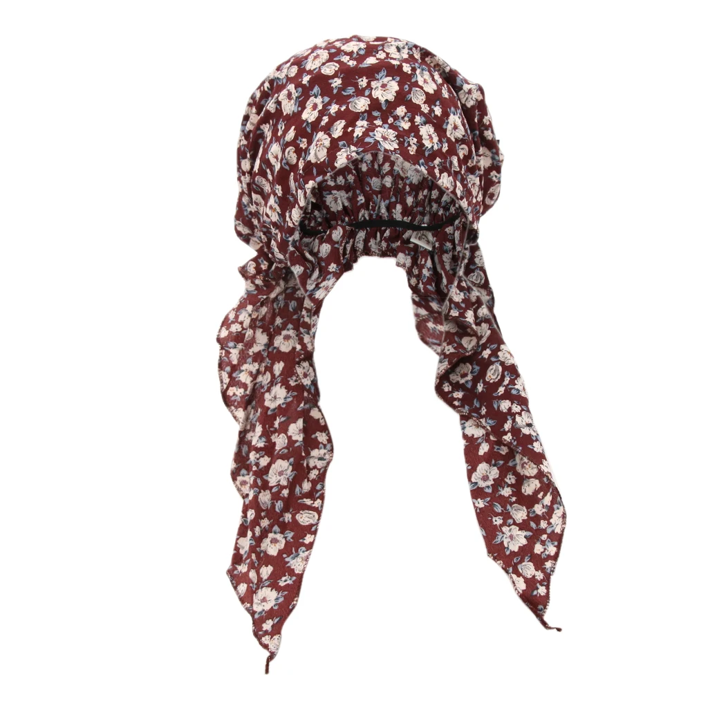 Women's Plaid Cancer Chemo Hat Scarf Turban Head Wrap Cap Beanie Hat women Hijab Pre Tied Ruffle Head Scarves