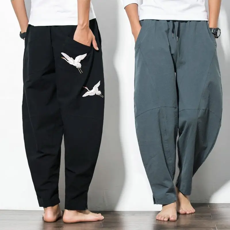 Pantaloni Harem in cotone estivo pantaloni Casual in canapa da