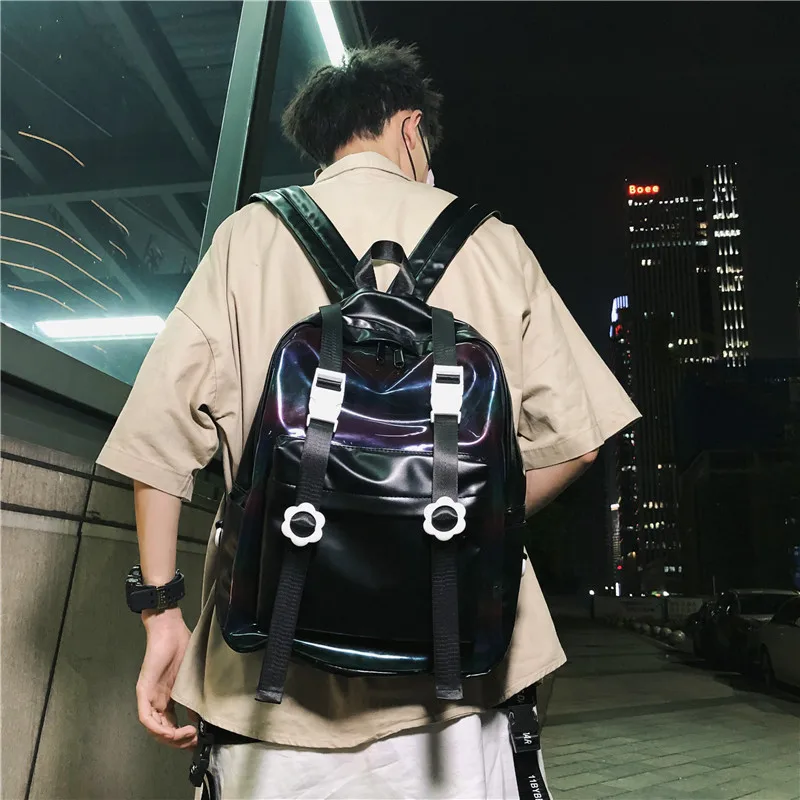 

2019 New Brand Designer Fashion Splice Women's Backpack Street Student Bag Personality Men's Transparent Bag Computer Backpack