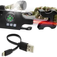 Аварийный паракордовый браслет Тактический аварийный комплект с лазерным инфракрасным SOS светодиодный фонарик УФ-лампа компас спасательный свисток