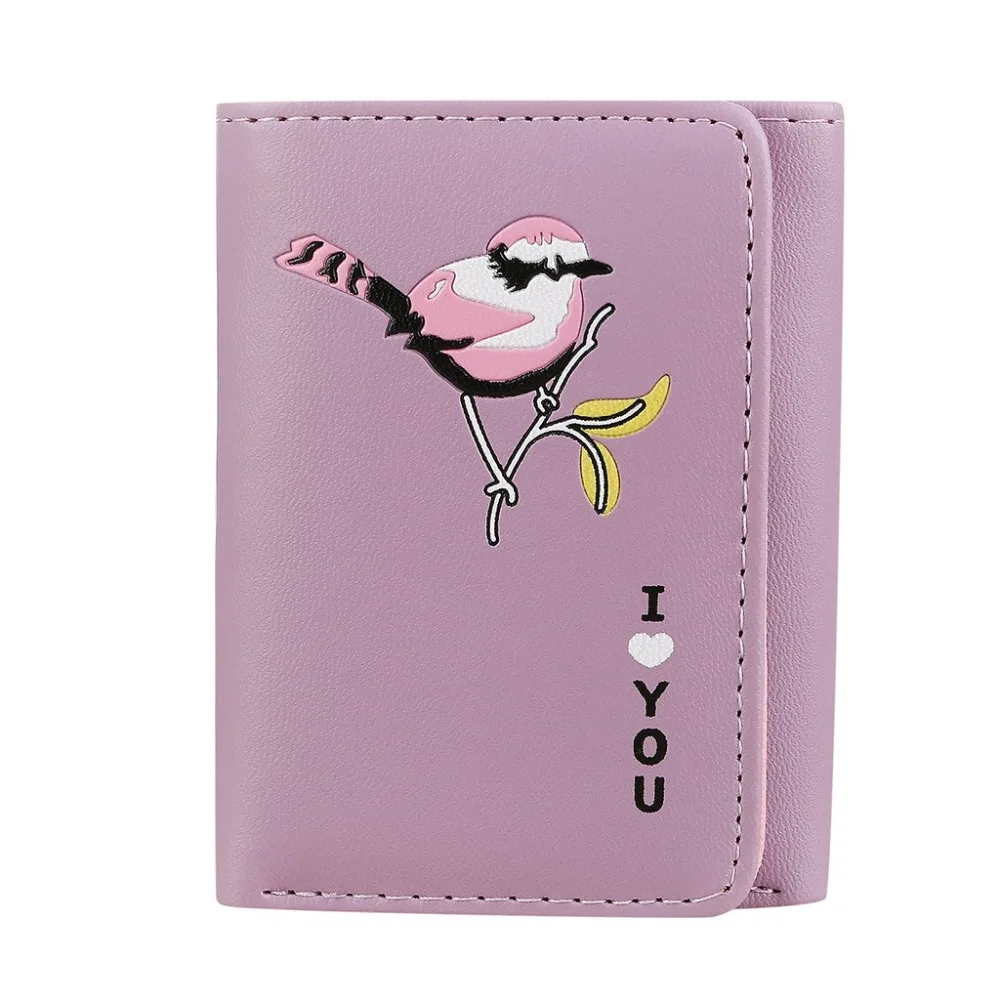 Women Wallet Fashion Mini Trend Solid Color Short Print Cute Cartoon Leather Clutch Bags Coin Purse Card Holder Wallet  (13)
