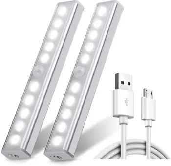 

Cupboard Light,Wardrobe Light, Upgraded USB Rechargeable 10 LED Cupboard Light, 3 Modes with Stick-on Magnetic（2 PACKS）