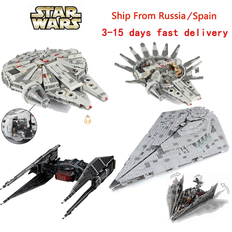 

Big Movies Star Wars Spaceship Millennium Empire Star Destroyer TIE Fighter Building Blocks Starwars model Children;s Toys Gifts