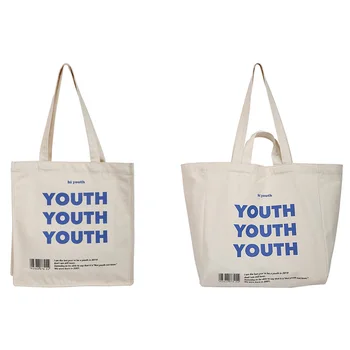 

LJL-Fashion Women's Canvas Handbag Letter Printing Shoulder Bag Large Capacity Reusable Eco Shopping Bag
