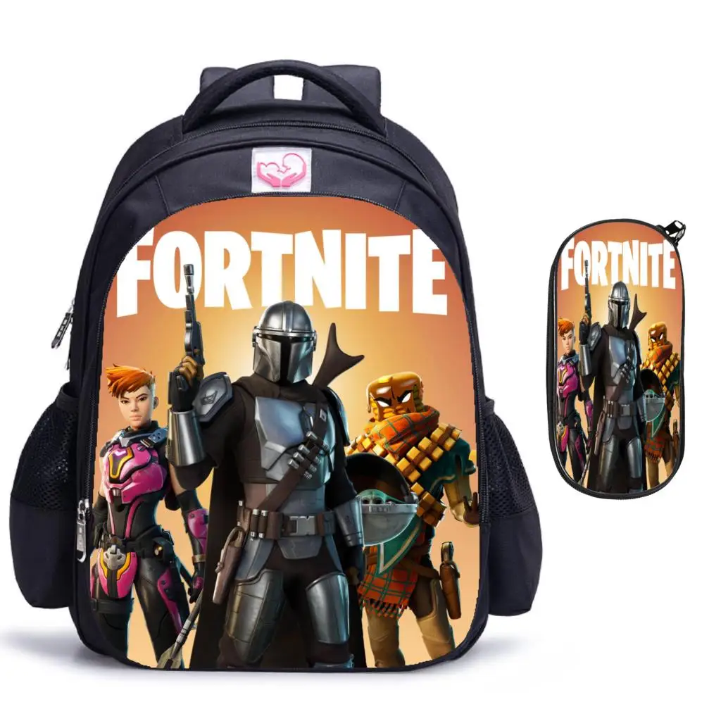 Fortnite 2 unids/set bolsas para la escuela de niñas 3D de juegos mochilas Mochila 16 pulgadas niños de primaria Mochila Escolar