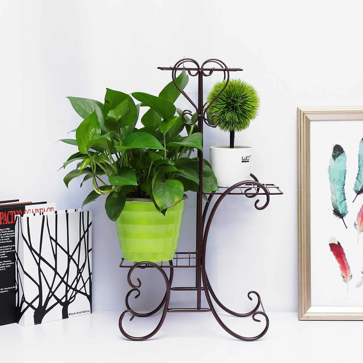 

Hot Simple Metal Flower Plant Display Stand Home Garden 3 Tiers Plant Flower Pot Storage Rack Durable Balcony Flower Stand 3 Col