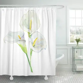 

Green Flower Bouquet Calla Lily Holiday Watercolor Pink White Abstract Beautiful Beauty Shower Curtains 72"X72" Decorative