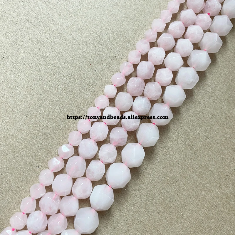 Natural Rose Quartz Gemstone Faceted Round Loose Beads for Jewelry Making 15" 
