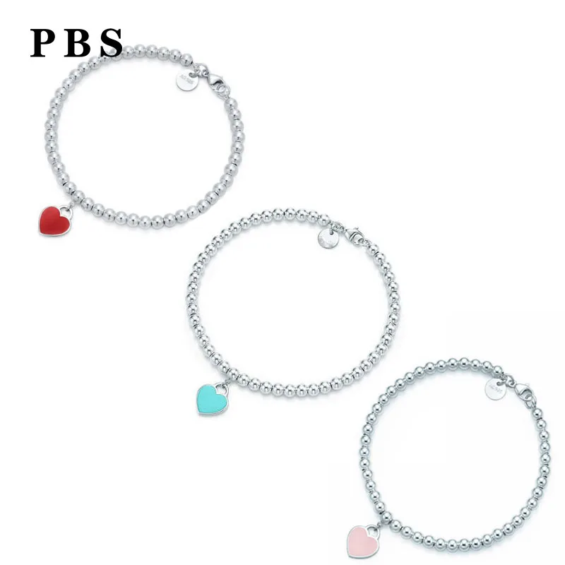 

PBS 100%925 Pure Silver High Quality 1:1 Exquisite Tiff Heart Bracelet Logo Free Free Package Manufacturers Wholesale