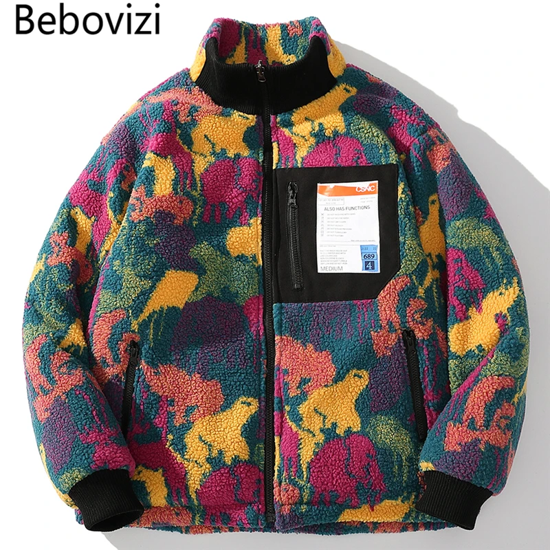 

Bebovizi 2019 Hip Hop Jacket Parka Red Camouflage Streetwear Men Windbreaker Harajuku Winter Padded Jacket Coat Warm Outwear