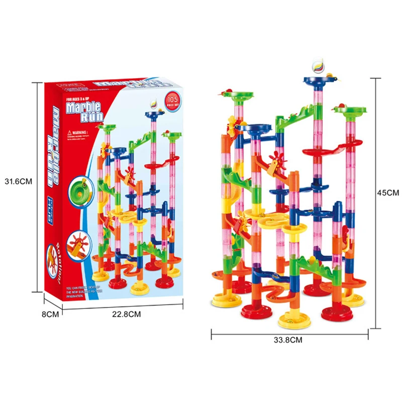 109pcs Huge Marble Race Run Track DIY Construction Building Blocks Maze Ball Roll Toys Educational Toy Kid's Gifts Dropshipping