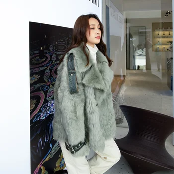 

Natural Fur Coat Female Winter Wool Parka Leather Jacket Women 100% Real Fur Jacket Woman Korean Double Faced Fur Top Hiver 1915
