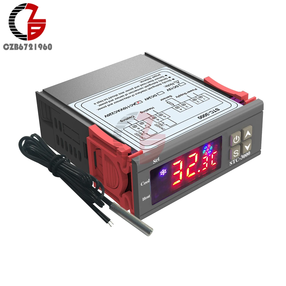 STC-3000 AC 110 V-220 V Цифровой термостат Температура контроллер регулятор инкубатор терморегулятор внутреннего нагрева охлаждающей воды