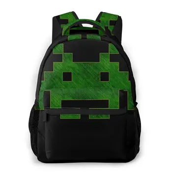 

Space Invaders School Bags ｰ GEEK ｰ Space Invaders Green Denim Beautiful backpack for Men Women