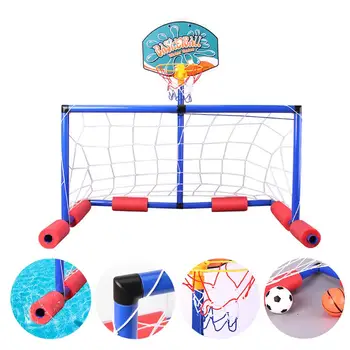 

Floating Water Polo Game Set Inflatable Swimming Pool Game Toy with Basketball Hoop for Kids Adults