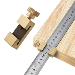 Règle en laiton bloc de positionnement, localisateur de ligne pour menuiserie règle en acier fixe charpentier jauge de traçage outil à main de marquage 